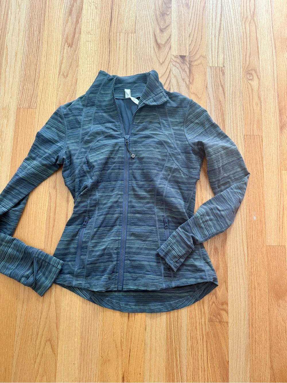 Lululemon Gray/greenish  Zip-Front Athletic Jacket with Pale Green Pinstripes